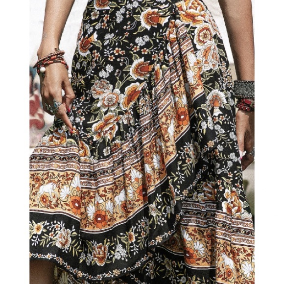 Boho black  ruffle hem maxi skirt - Picture 6 of 12